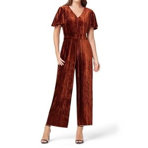 Tahari Crushed Velvet Crop Jumpsuit